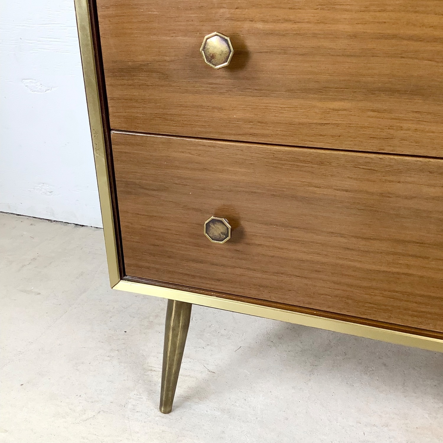 Mid-Century Three Drawer Dresser w/ Brass Legs - image-12
