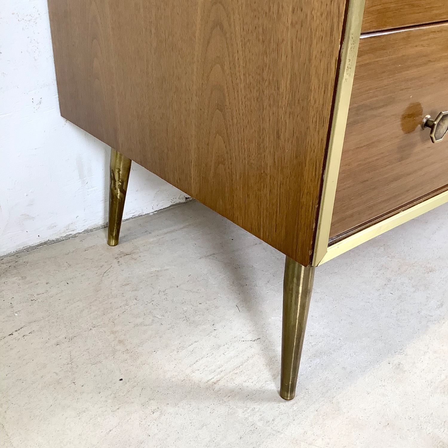 Mid-Century Three Drawer Dresser w/ Brass Legs - image-16