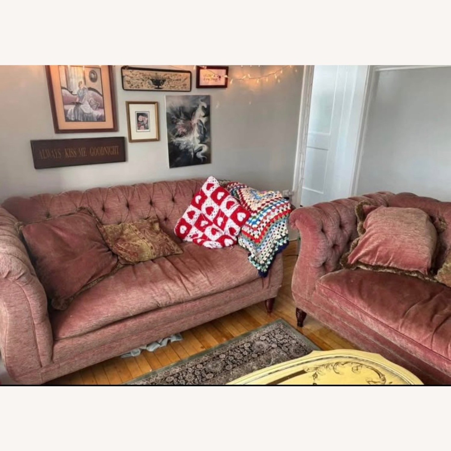 TRS Furniture Inc Pink Fabric 2 Seater Sofa - image-2