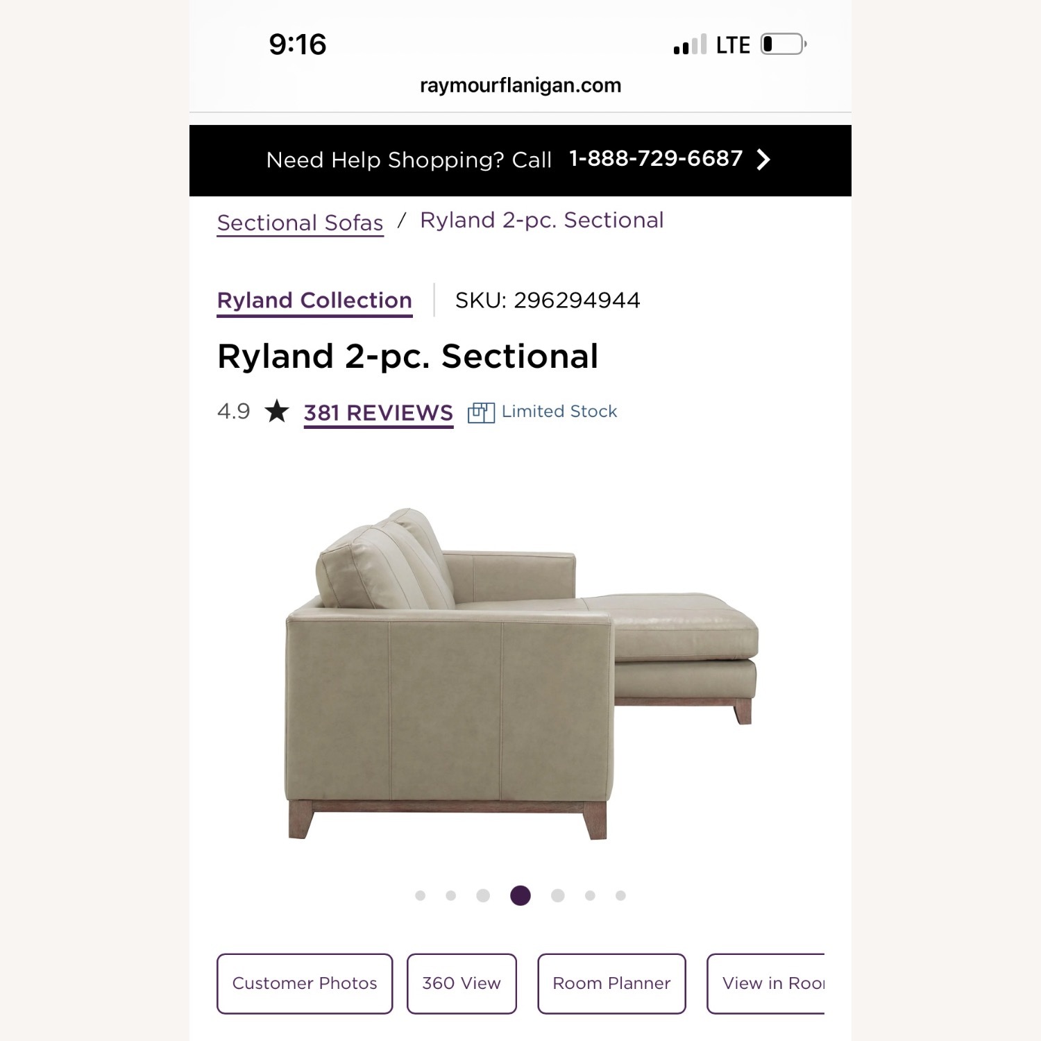 Raymour & Flanigan Ryland Natural 2 Piece Sectional - image-3