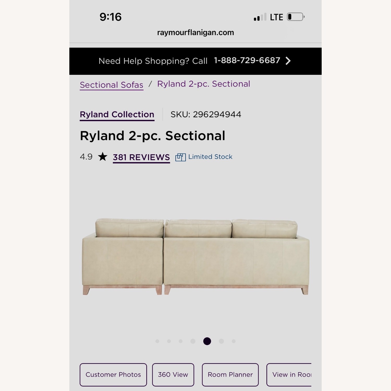 Raymour & Flanigan Ryland Natural 2 Piece Sectional - image-4