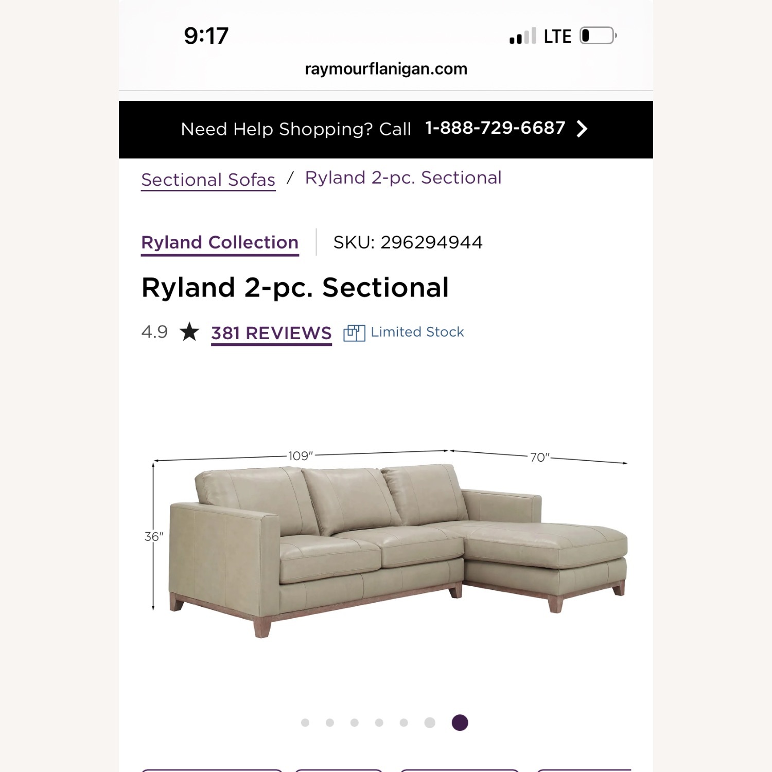 Raymour & Flanigan Ryland Natural 2 Piece Sectional - image-2