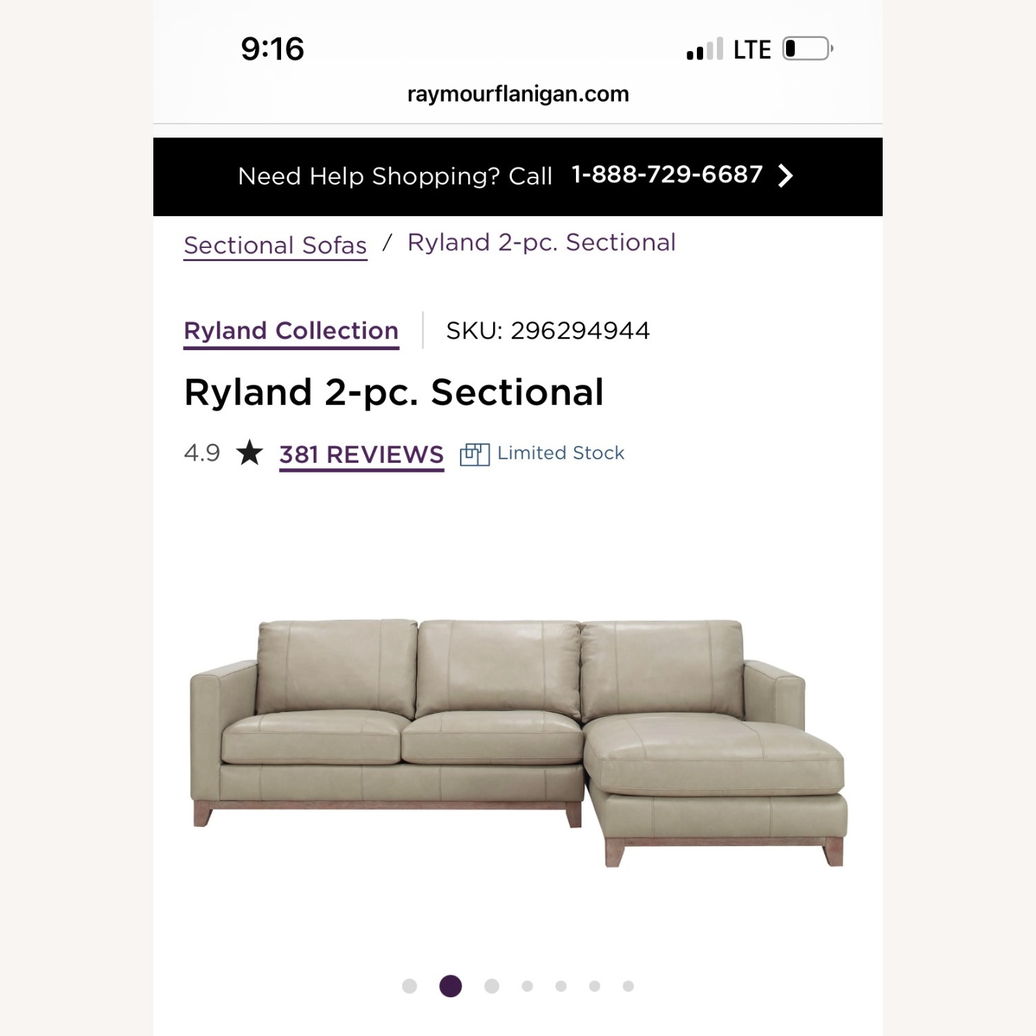 Raymour & Flanigan Ryland Natural 2 Piece Sectional - image-1