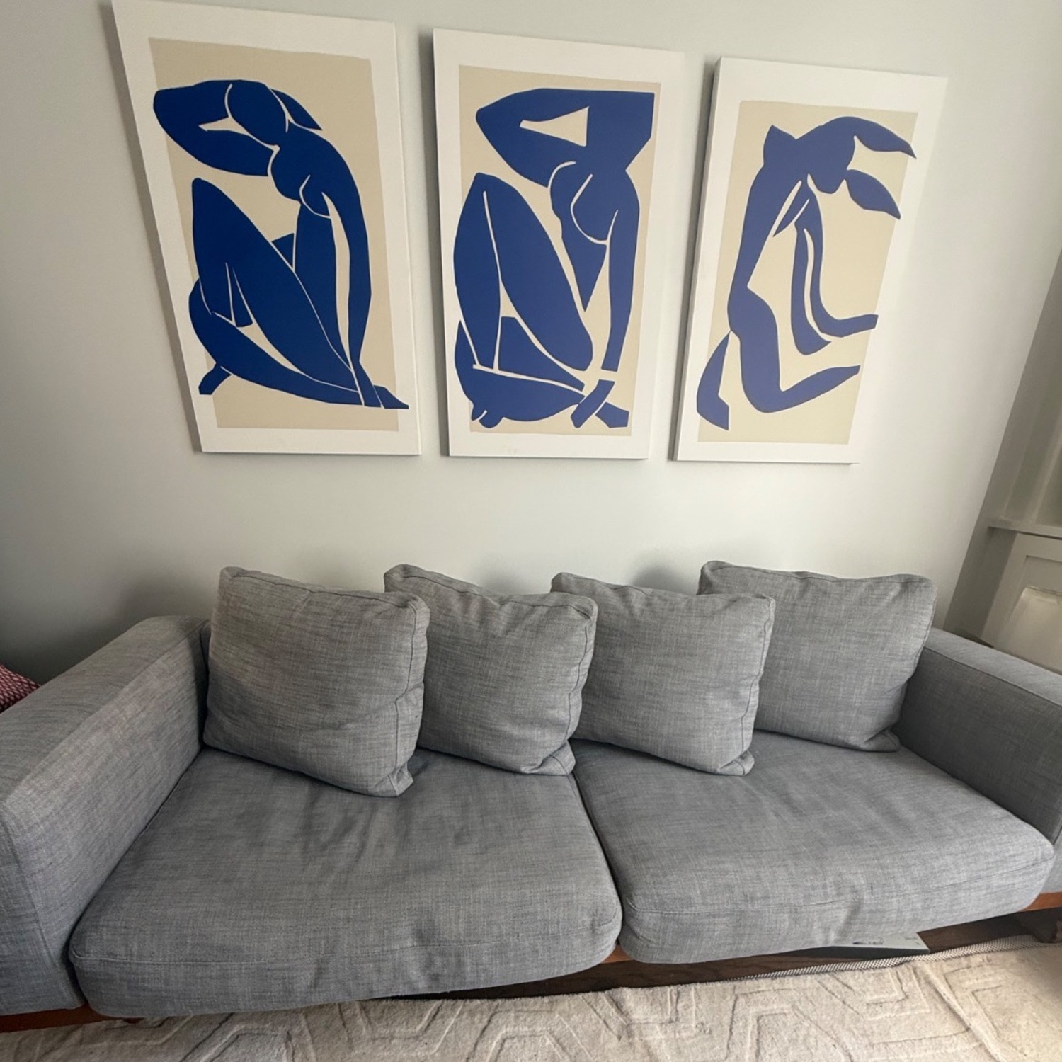 West Elm Newport Blue Fabric 2 Seater Sofa - image-0