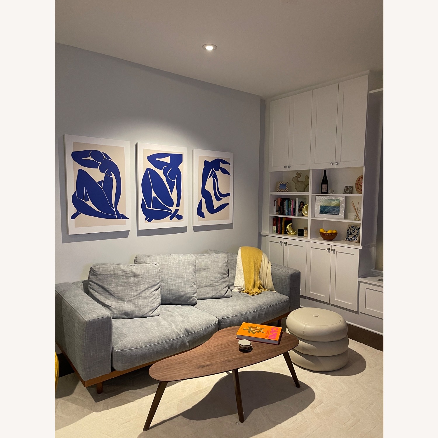 West Elm Newport Blue Fabric 2 Seater Sofa - image-1