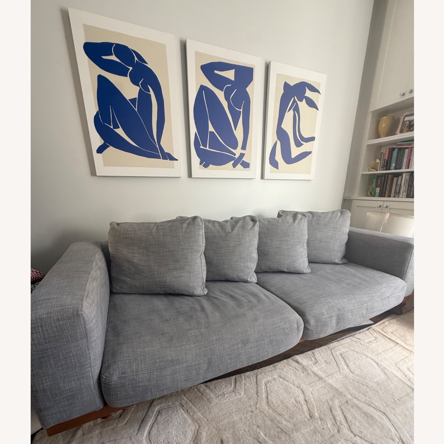 West Elm Newport Blue Fabric 2 Seater Sofa - image-6