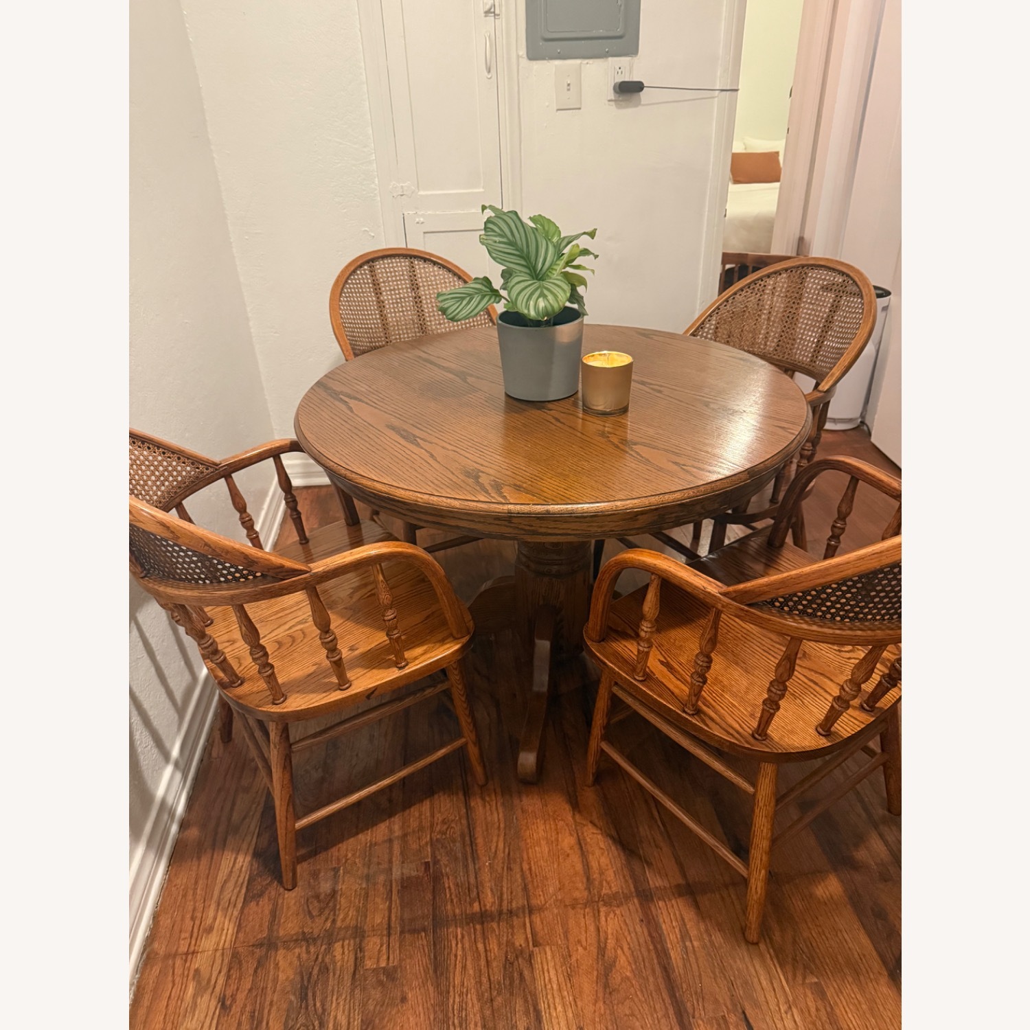 Vintage/Antique Finds Dark Brown Wood Dining Set - AptDeco