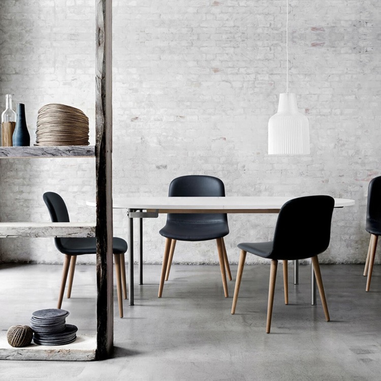 Design Within Reach Job's Bacco Chair Black Leather Dining Chairs - image-2