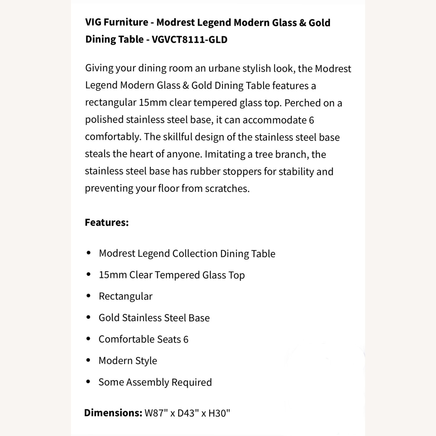 VIG Dining Table With 6 Chairs - image-8