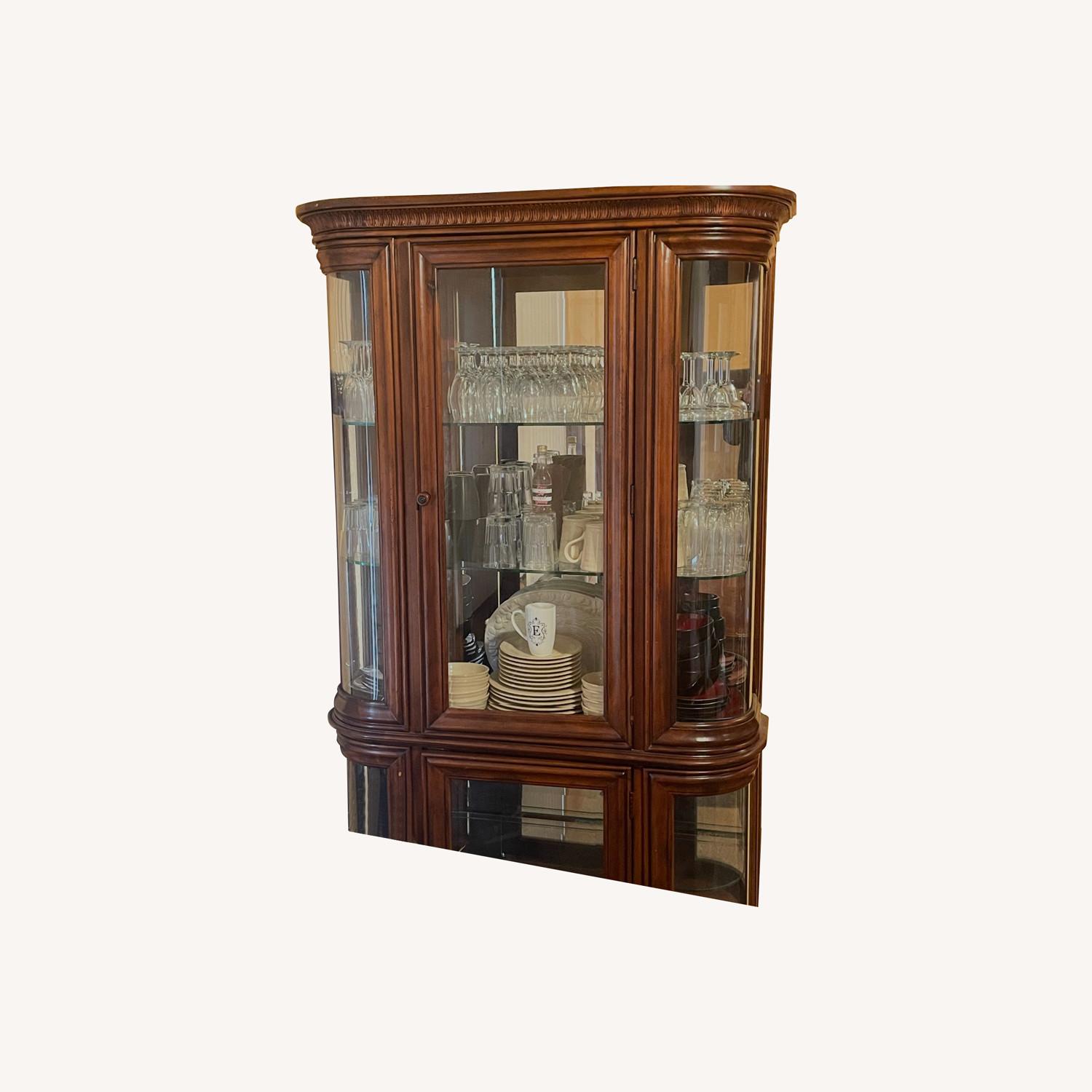 Ashley Cherry Oak 2-Tier China Cabinet - image-0
