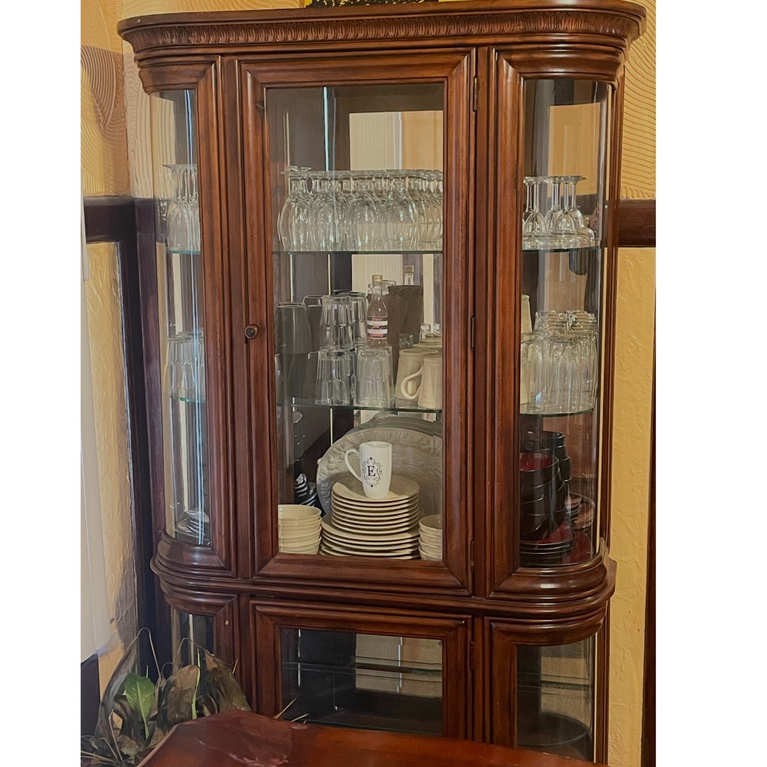 Ashley Cherry Oak 2-Tier China Cabinet - image-1