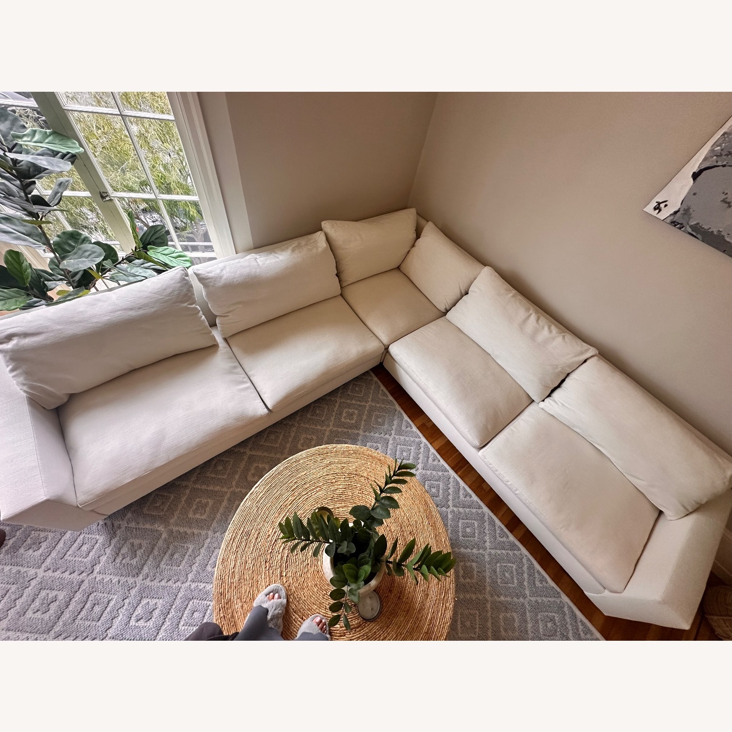 West Elm White 3-piece L- shaped Sectional Sofa - image-4