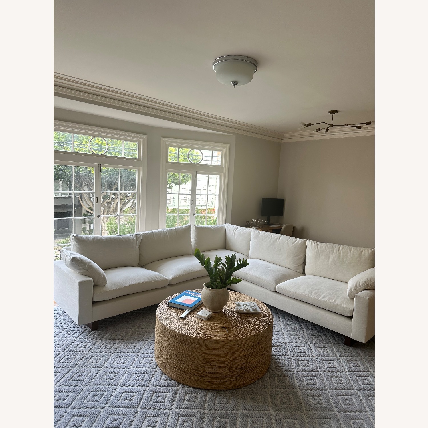 West Elm White 3-piece L- shaped Sectional Sofa - image-1