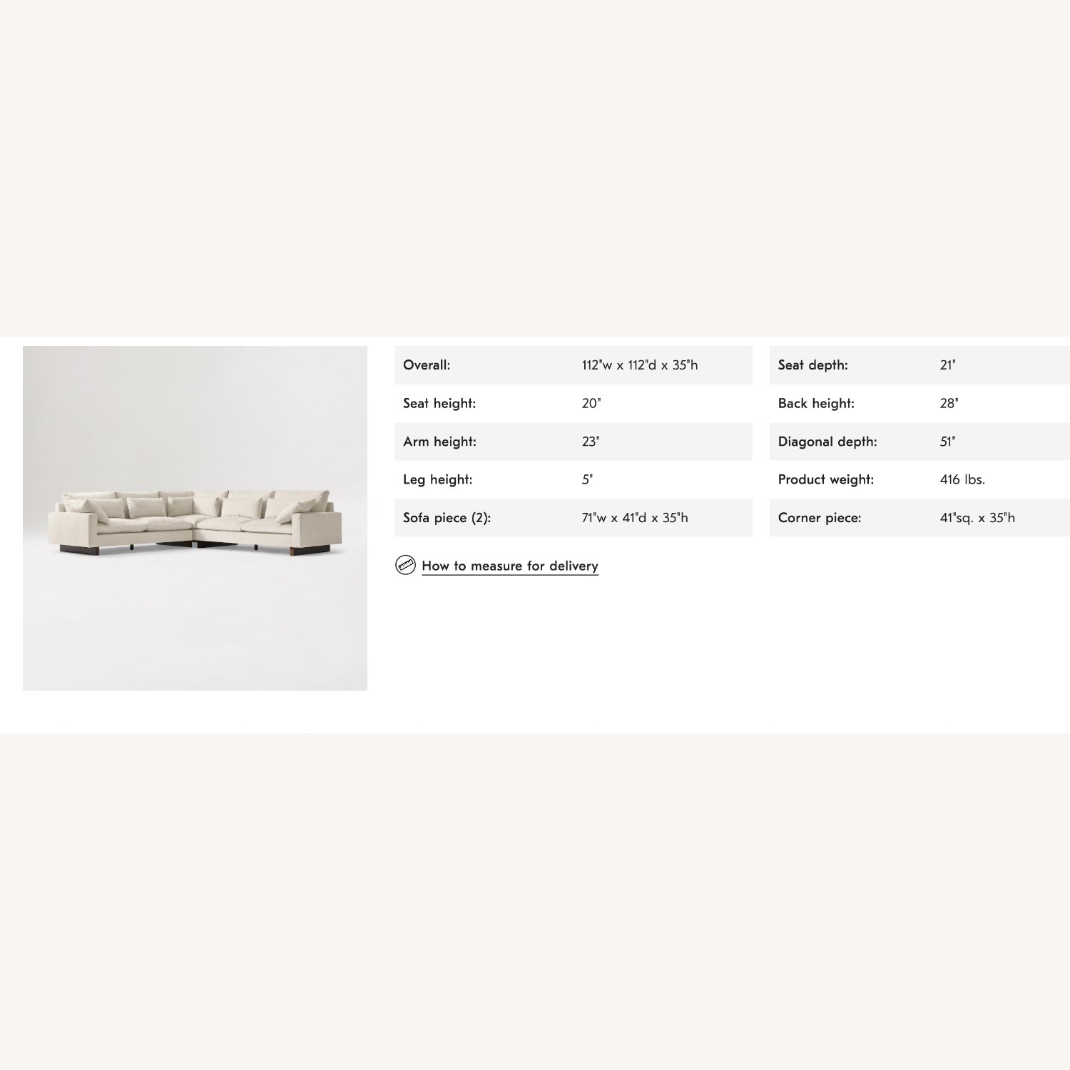 West Elm White 3-piece L- shaped Sectional Sofa - image-9