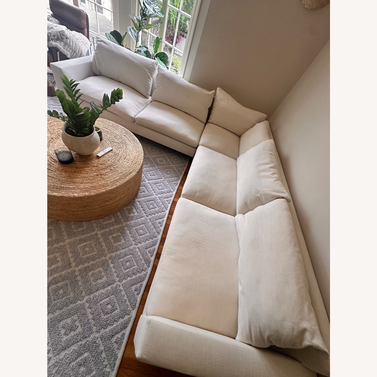 West Elm White 3-piece L- shaped Sectional Sofa - image-2