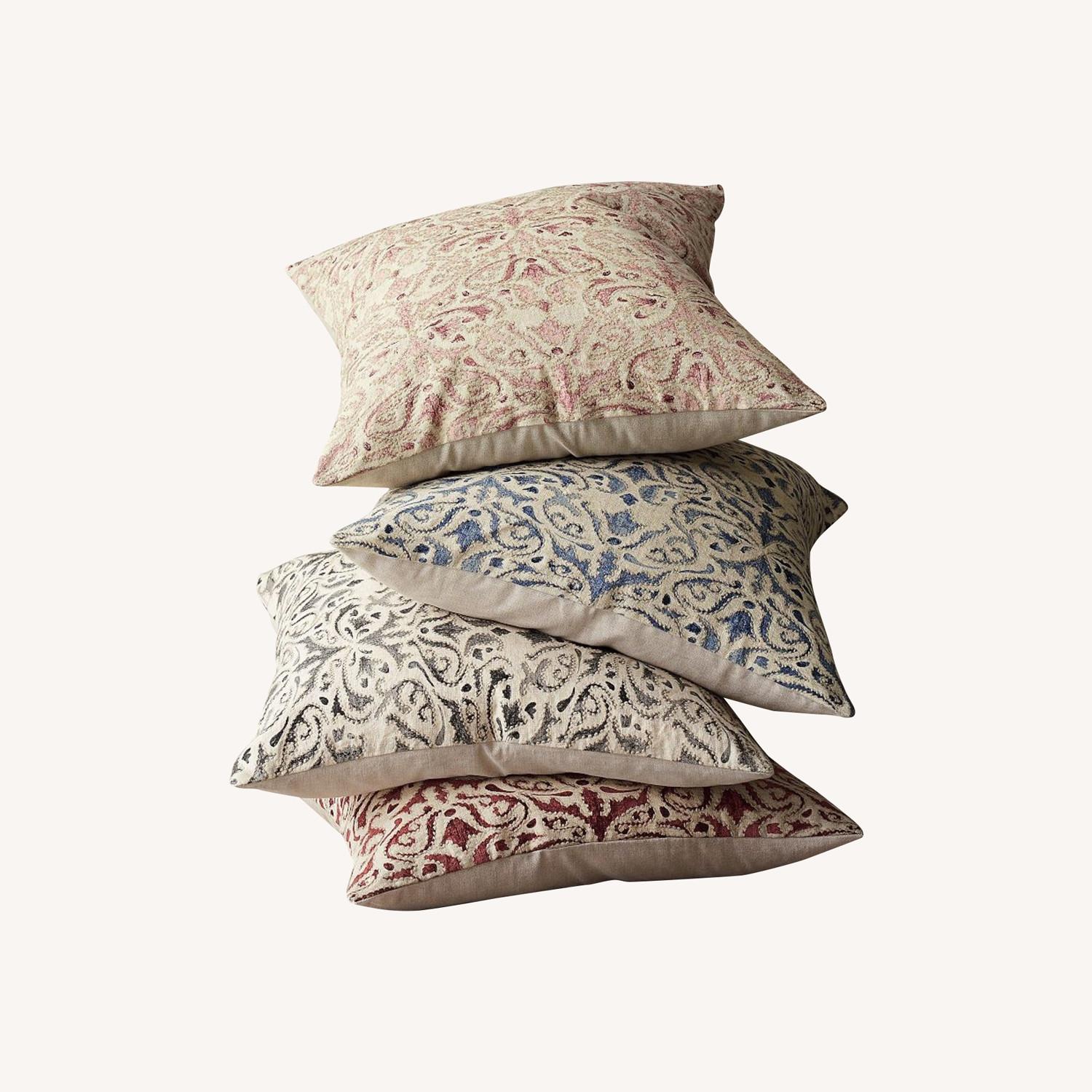 Pottery Barn Reilley Embroidered Linen Pillows + Inserts - image-0