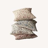 Pottery Barn Reilley Embroidered Linen Pillows + Inserts