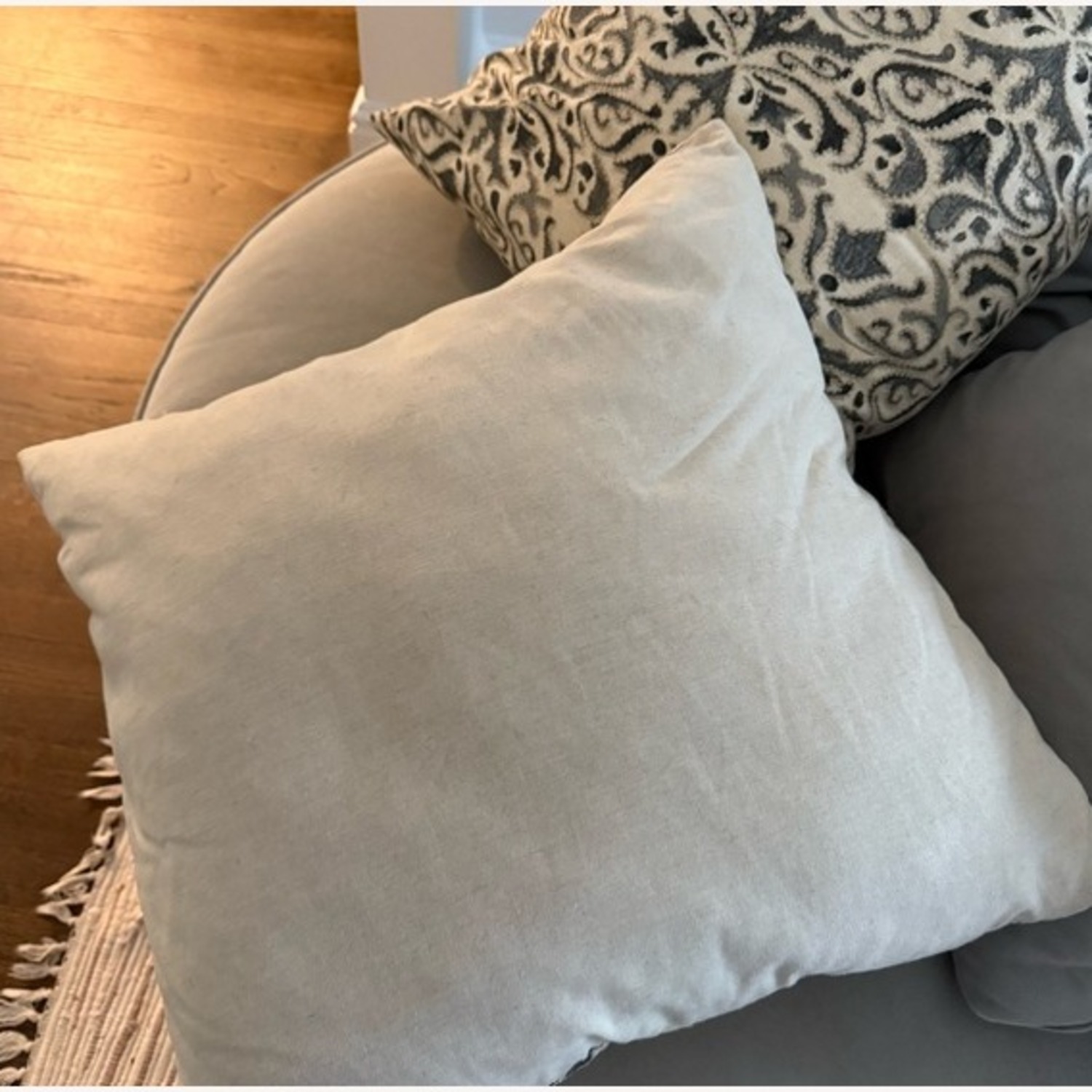 Pottery Barn Reilley Embroidered Linen Pillows + Inserts - image-4