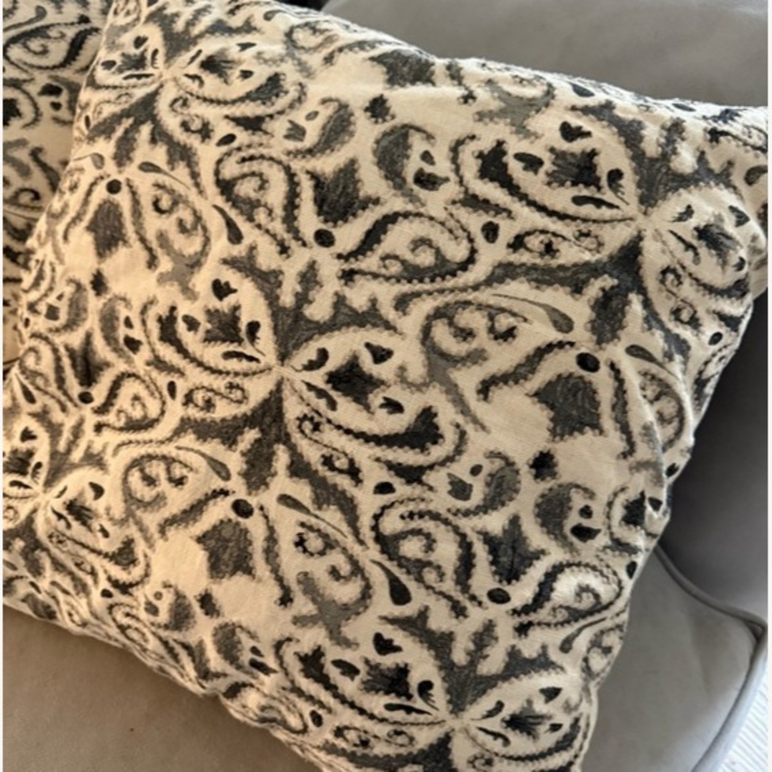 Pottery Barn Reilley Embroidered Linen Pillows + Inserts - image-5