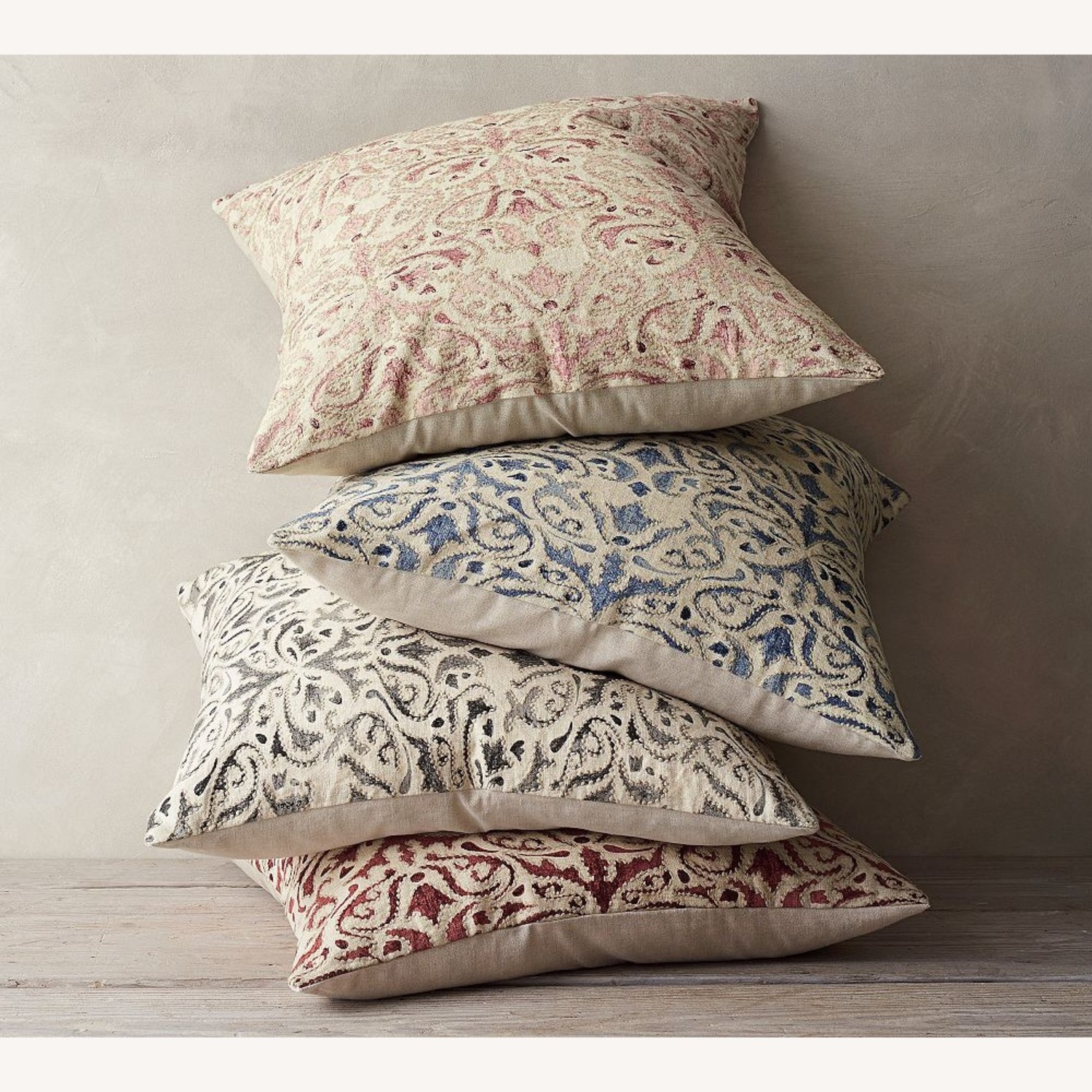 Pottery Barn Reilley Embroidered Linen Pillows + Inserts - image-7