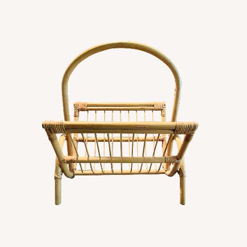 Used Mid Century Rattan / Bamboo Magazine Rack Basket for sale on AptDeco