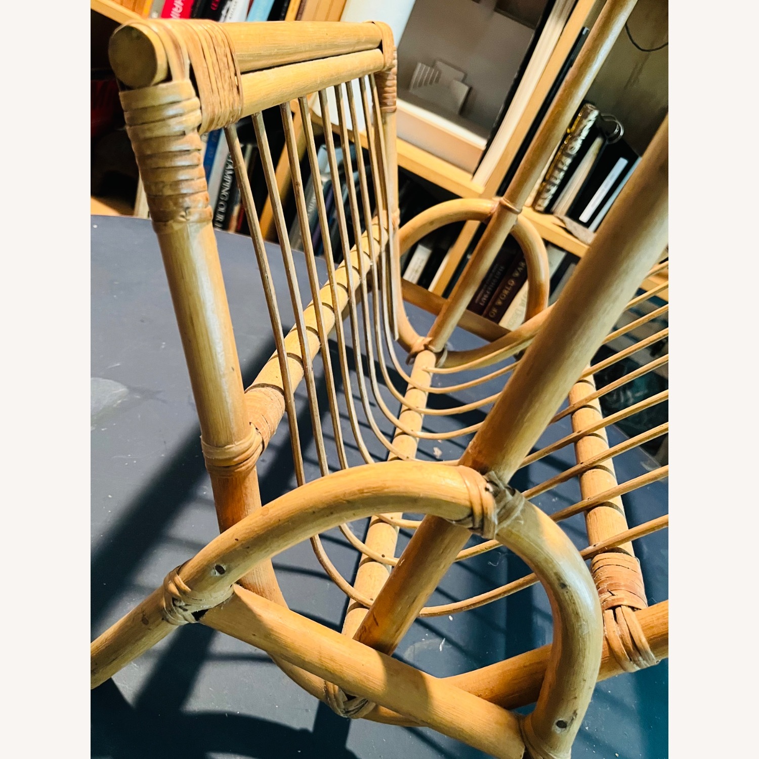 Mid Century Rattan / Bamboo Magazine Rack Basket - image-6