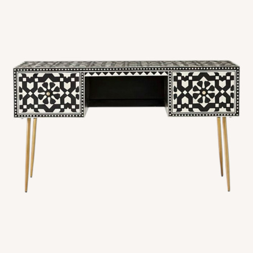 Used Anthropologie Black and White Moroccan Inlay Desk for sale on AptDeco