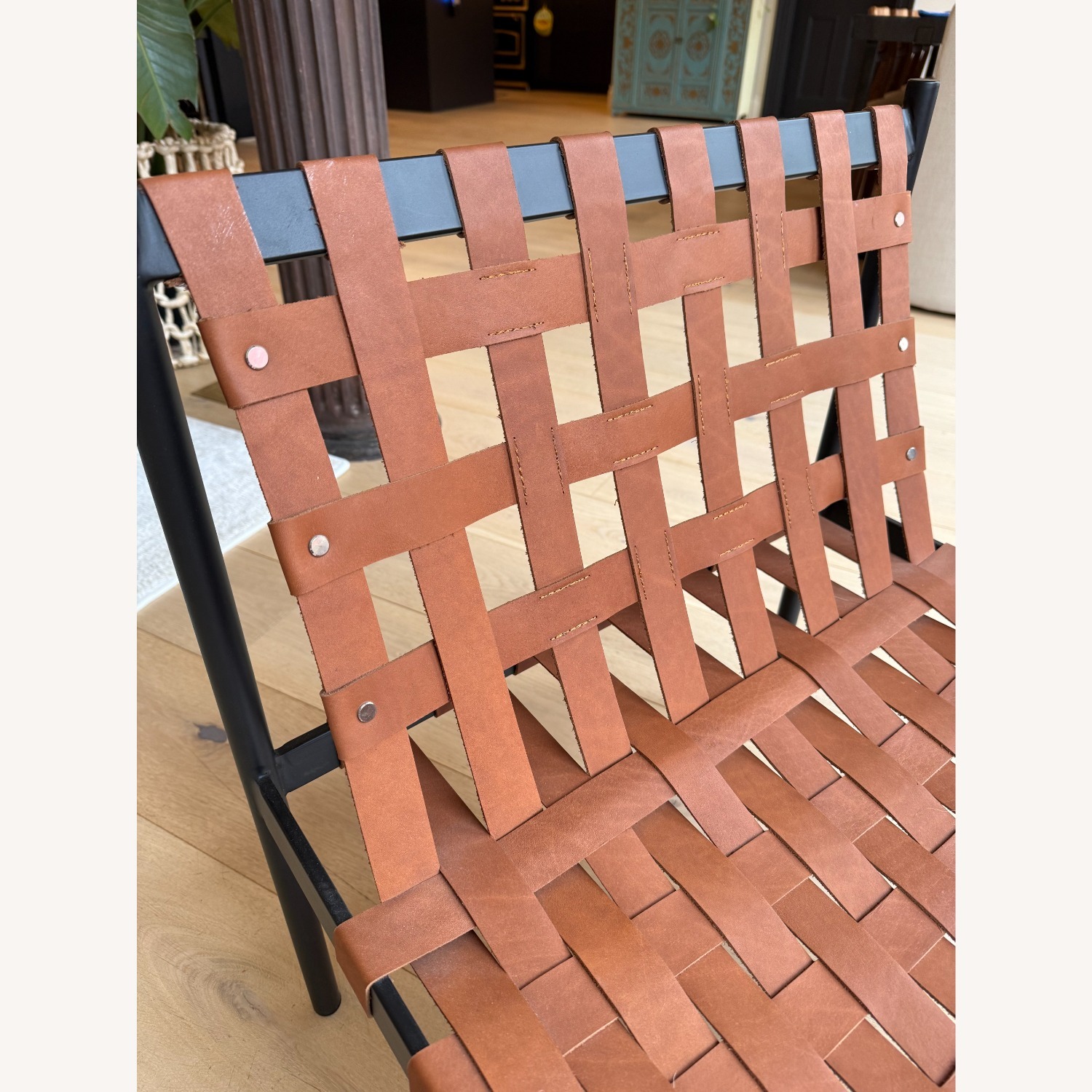 Dark Brown Leather Accent Chair - image-4