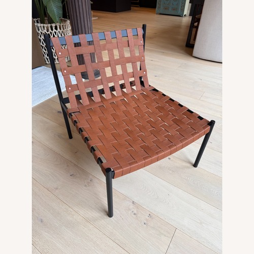 Used Dark Brown Leather Accent Chair for sale on AptDeco