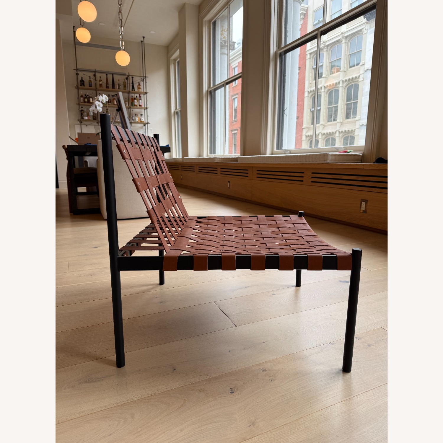 Dark Brown Leather Accent Chair - image-2