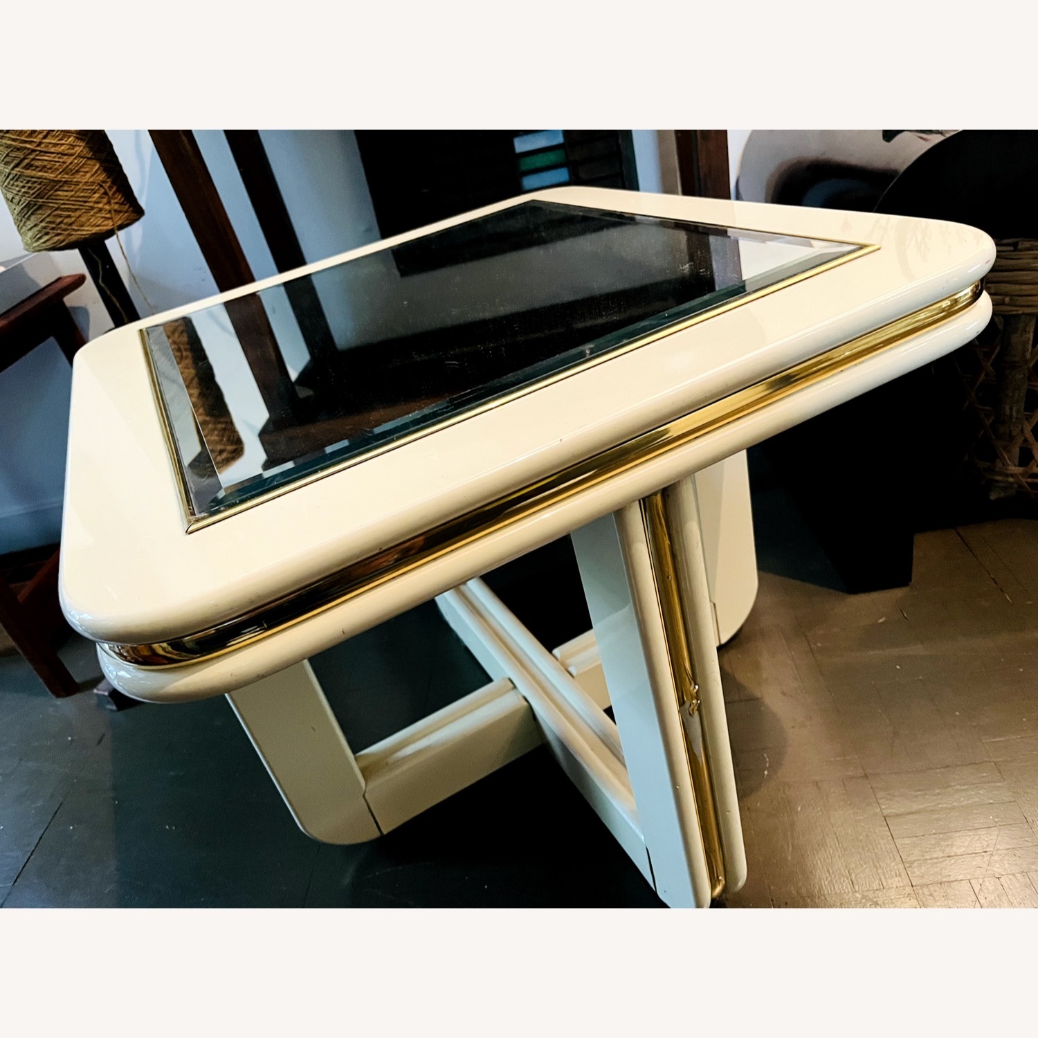 Vintage Side Table Glam Mirror Top 1970s - image-4