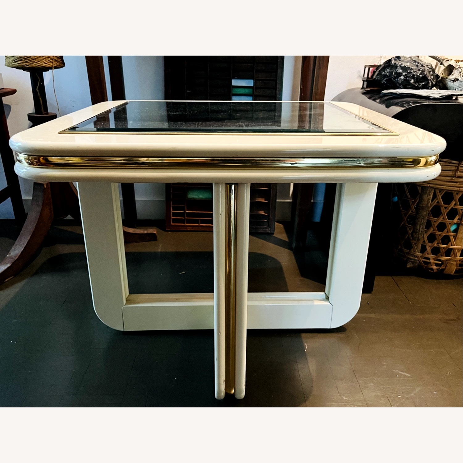 Vintage Side Table Glam Mirror Top 1970s - image-3