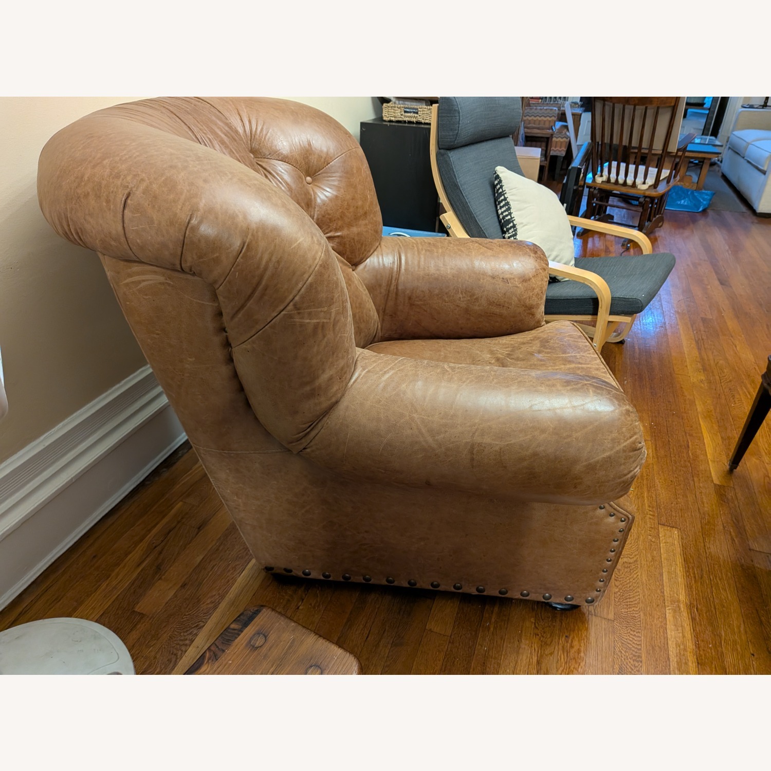  Comfy Light Brown Leather Armchair - image-1