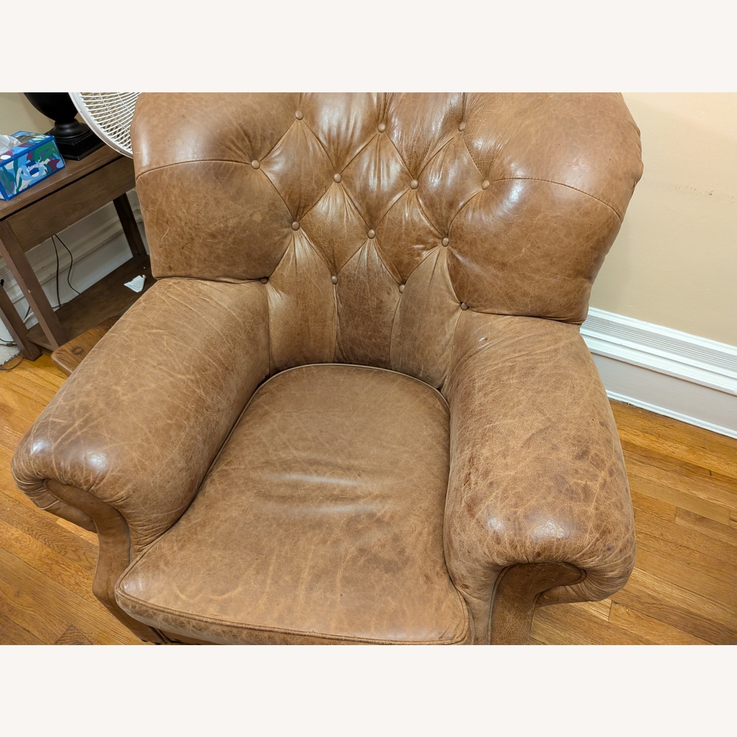  Comfy Light Brown Leather Armchair - image-2
