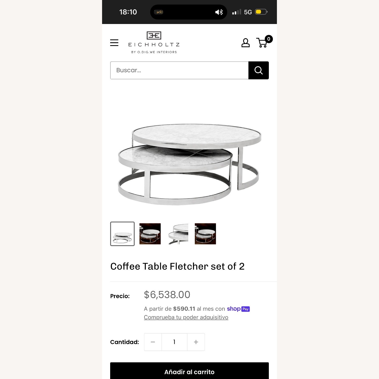 Silver Marble Coffee Table - image-1