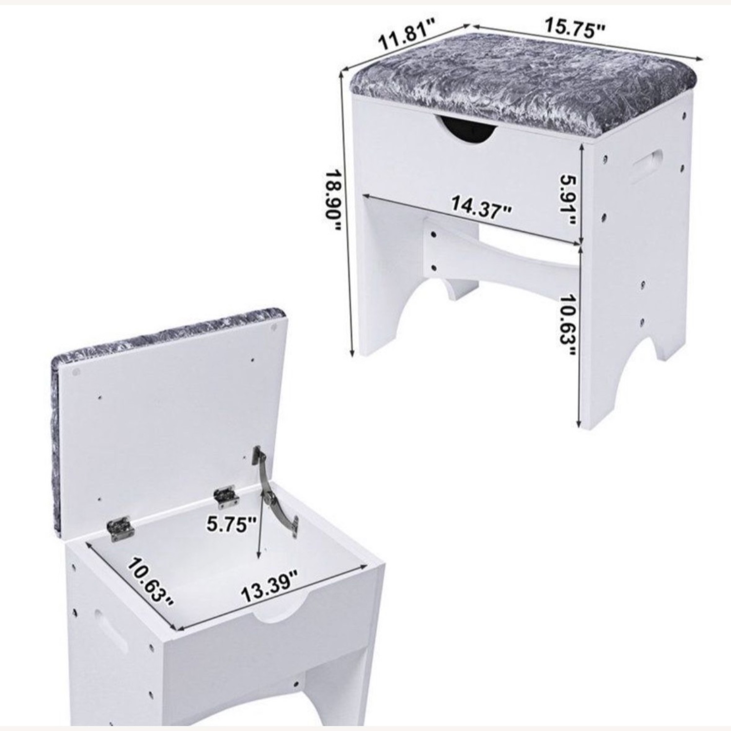 White Corner Vanity Table Desk With Storage Stool - image-3