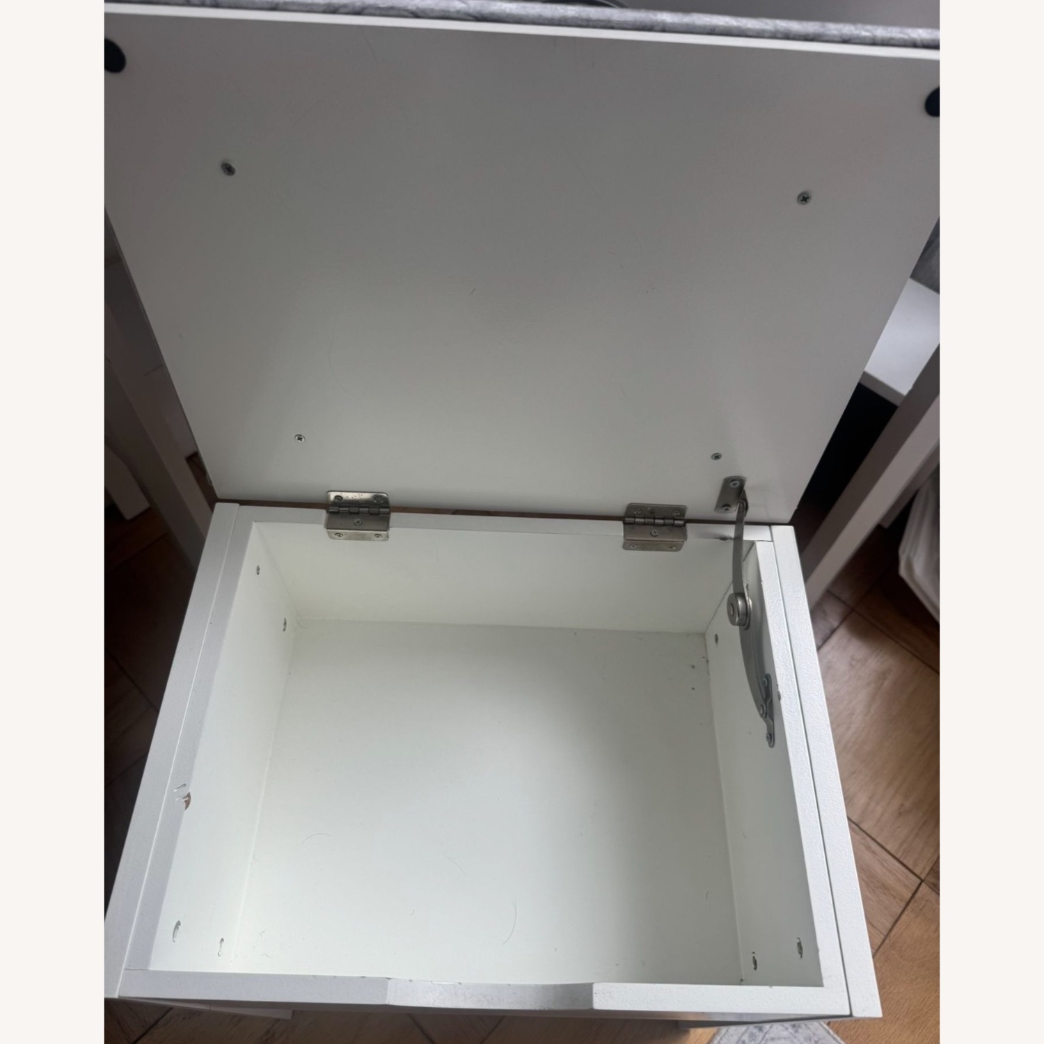 White Corner Vanity Table Desk With Storage Stool - image-5