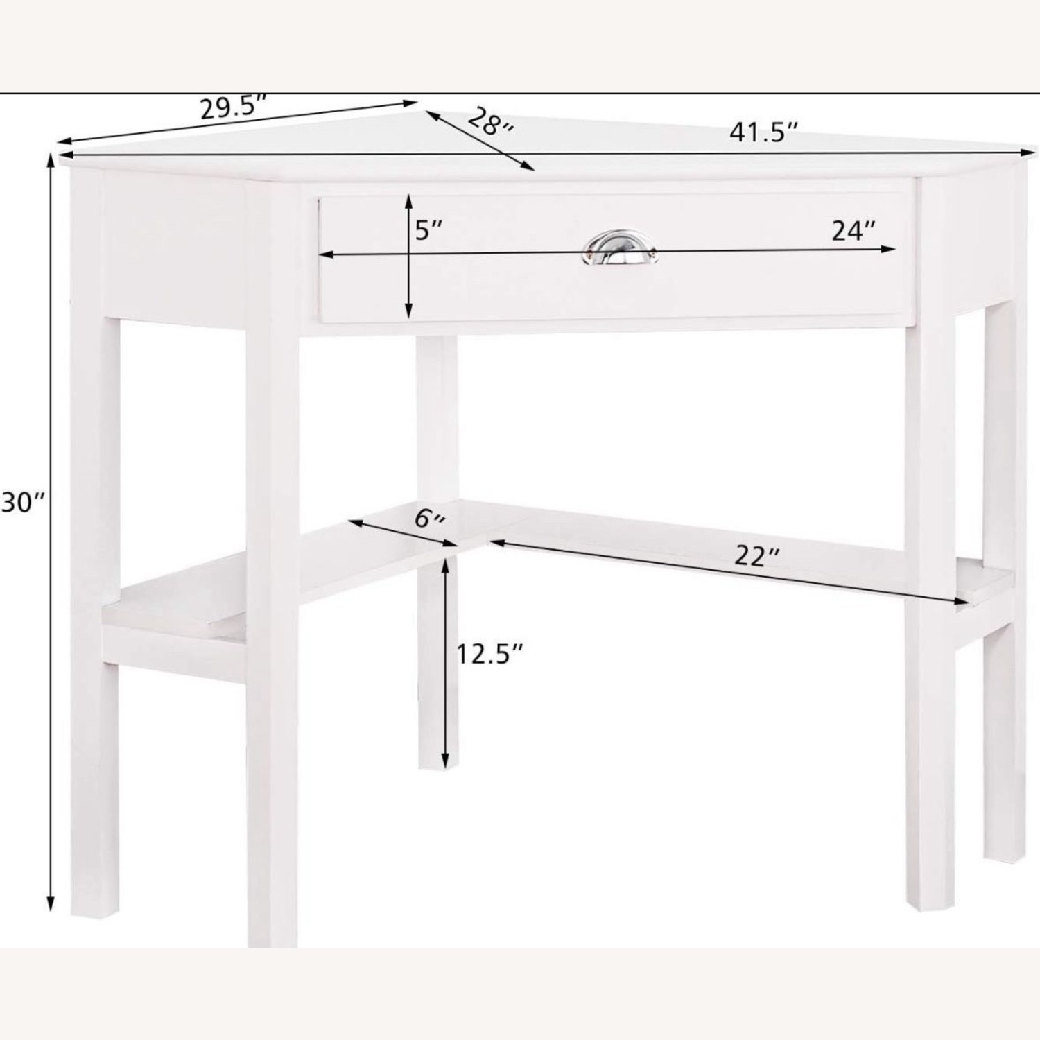 White Corner Vanity Table Desk With Storage Stool - image-2
