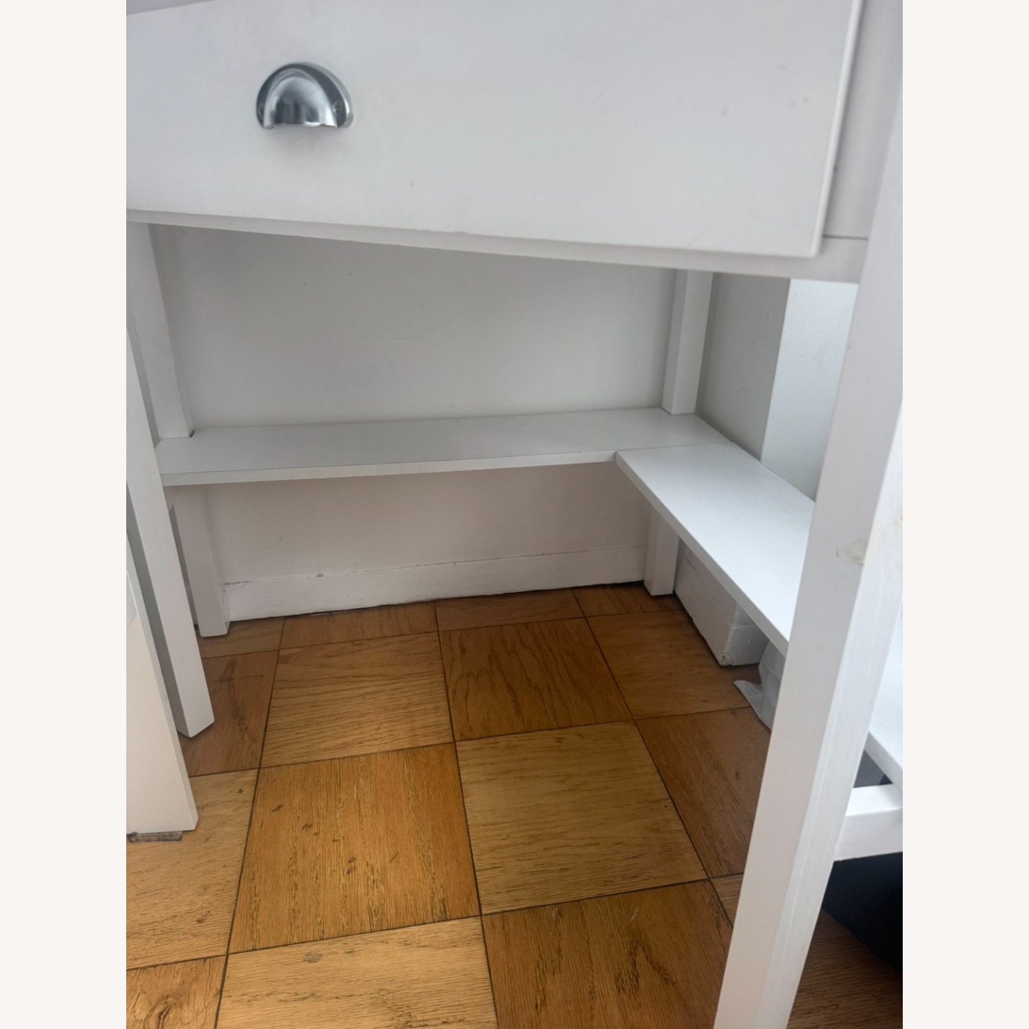 White Corner Vanity Table Desk With Storage Stool - image-4