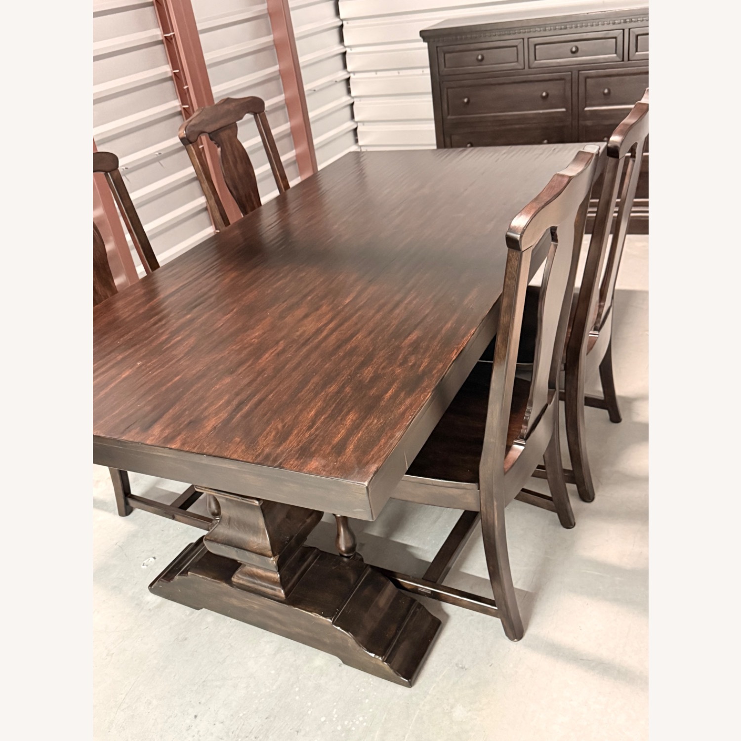 Pottery Barn Banks Dark Brown Wood Dining Set - image-4