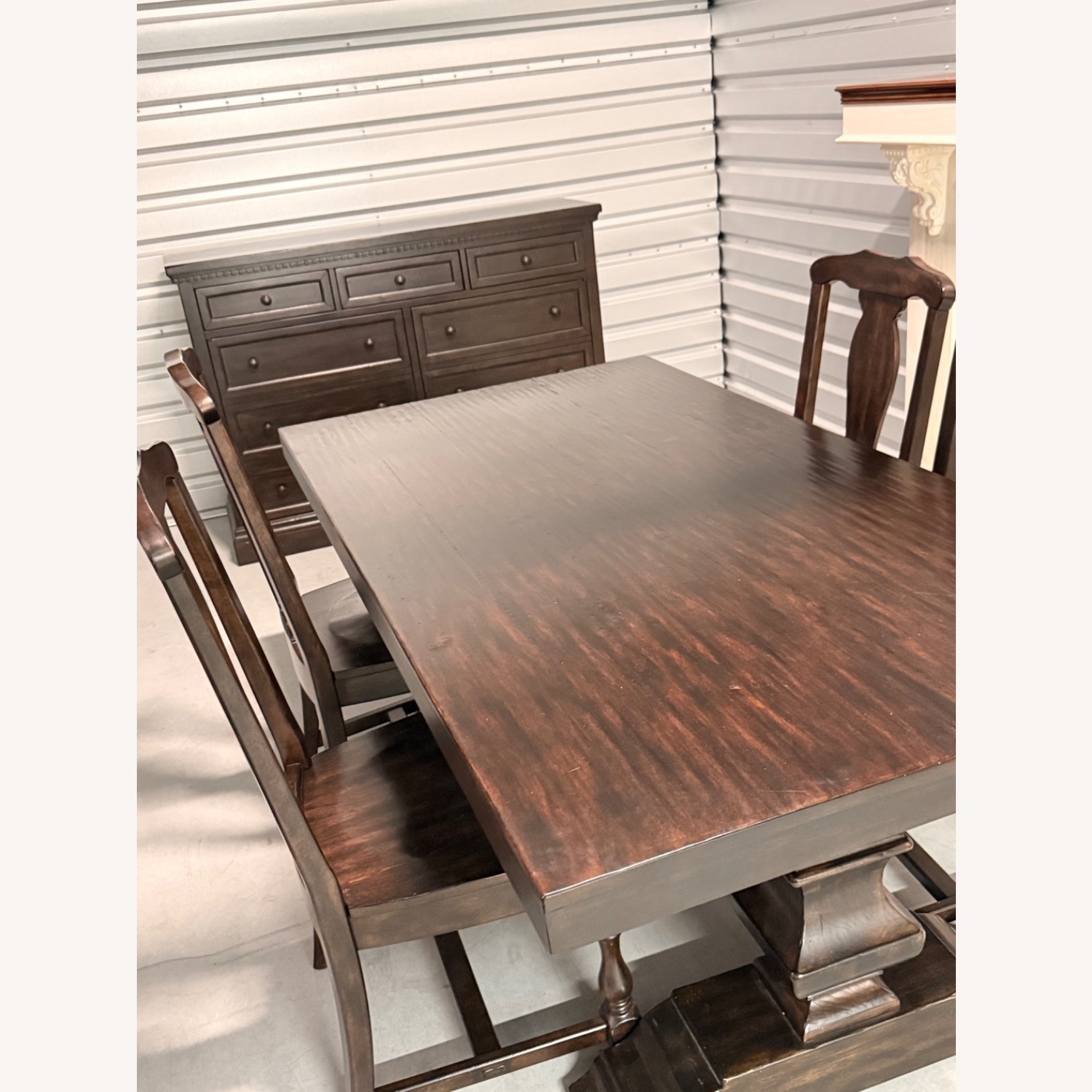 Pottery Barn Banks Dark Brown Wood Dining Set - image-3