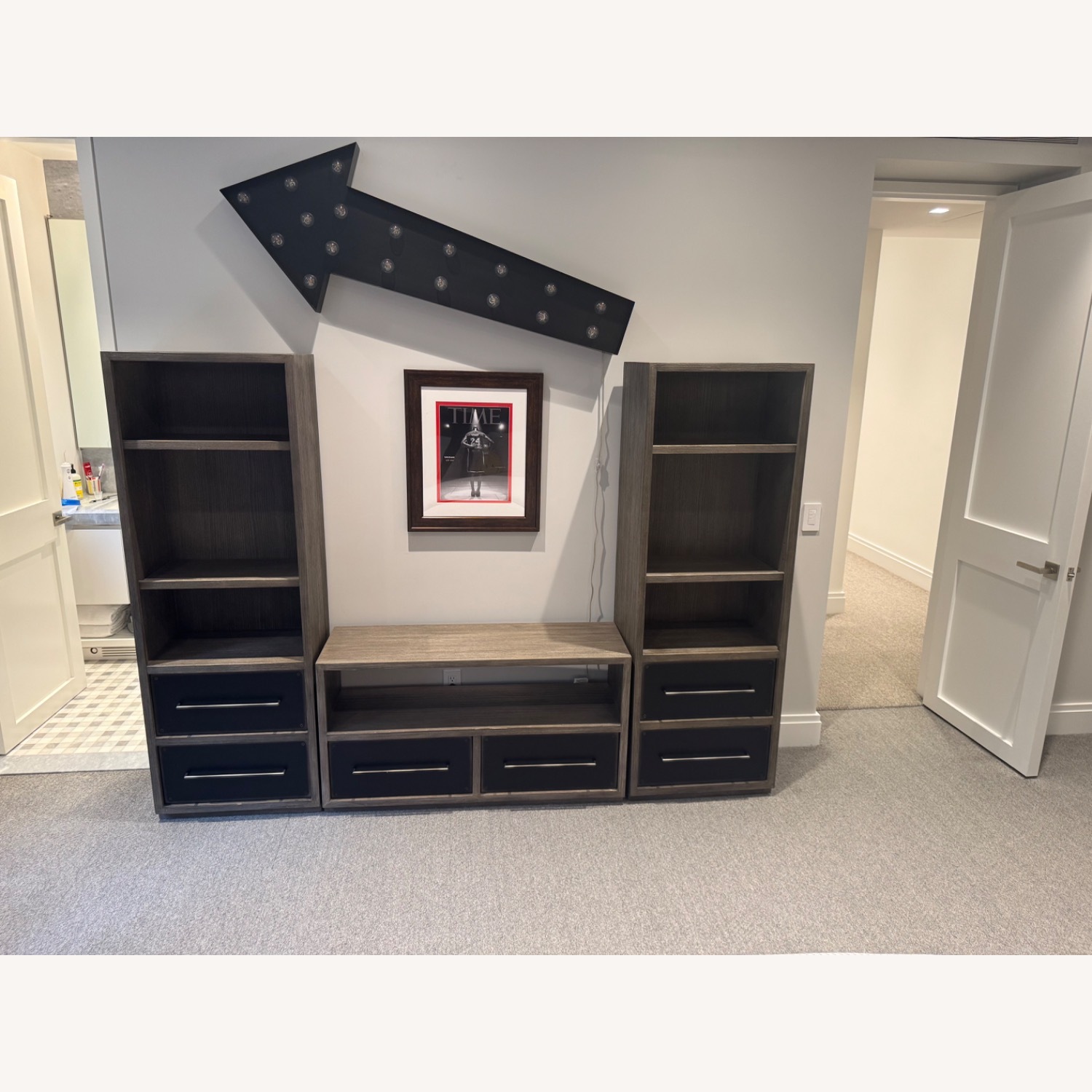 Restoration Hardware Colbin Dark Gray Wood Media Storage - image-2