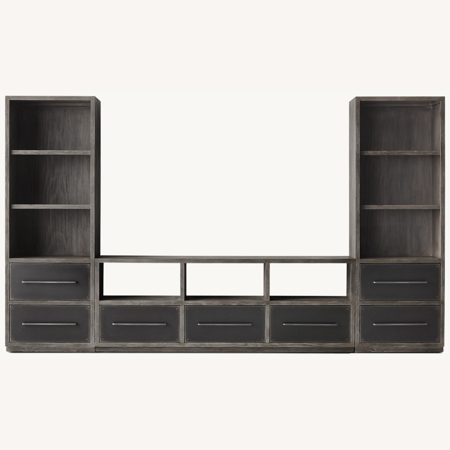 Restoration Hardware Colbin Dark Gray Wood Media Storage - image-0