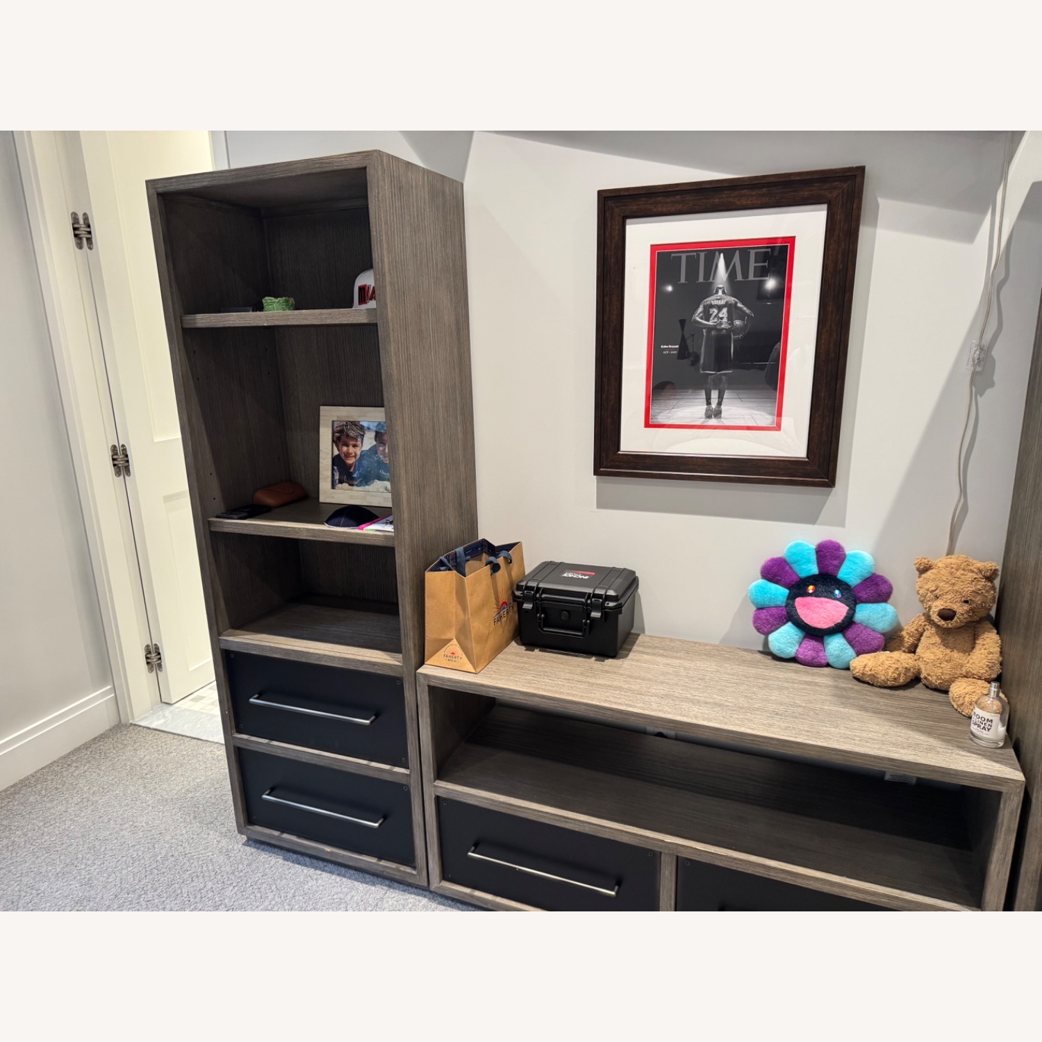 Restoration Hardware Colbin Dark Gray Wood Media Storage - image-3