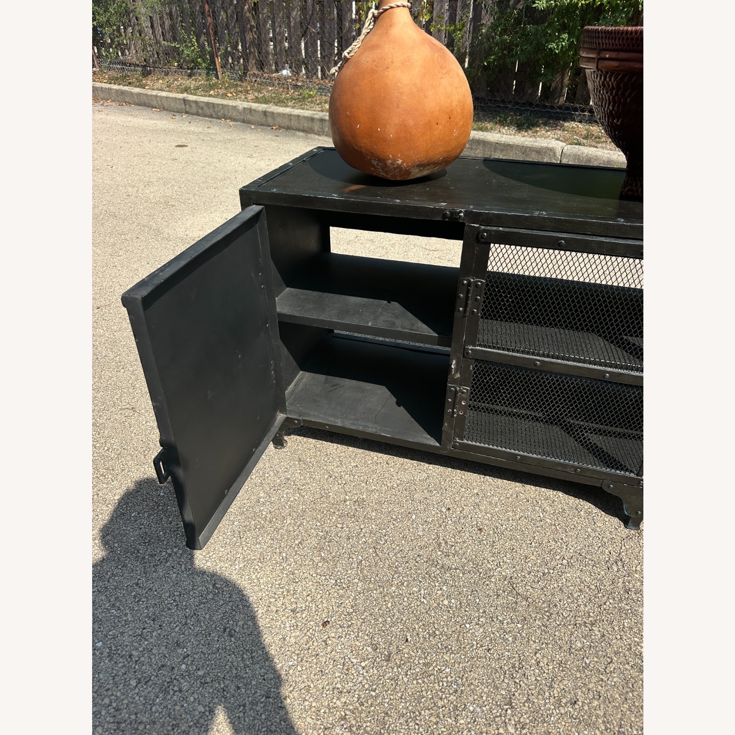 Industrial Black Metal Cabinet Credenza TV Stand - image-6