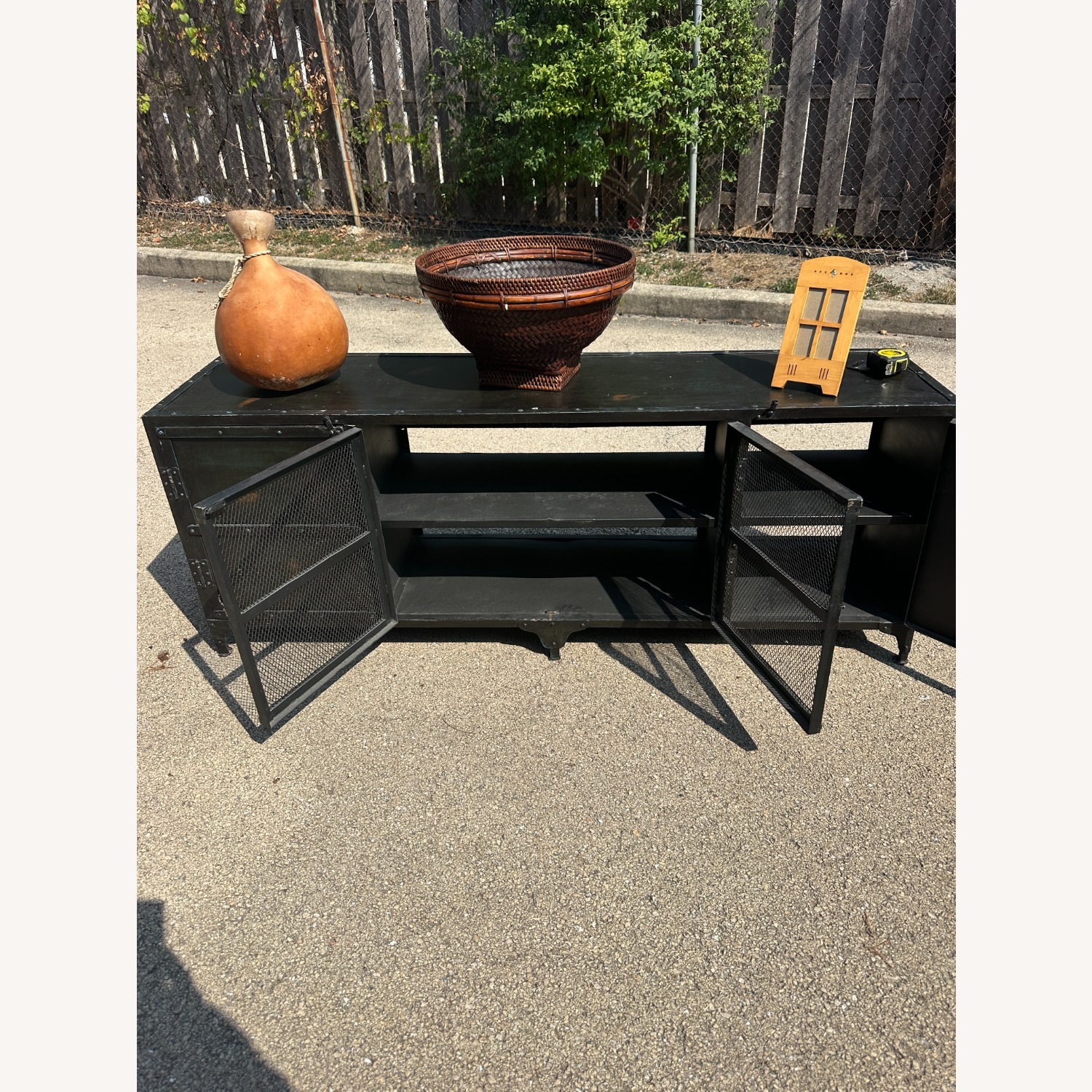 Industrial Black Metal Cabinet Credenza TV Stand - image-5