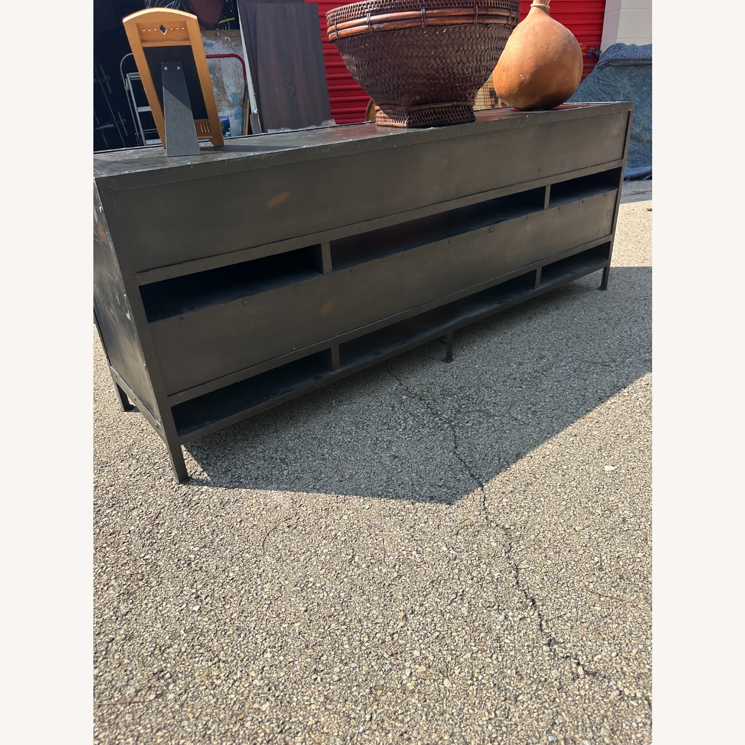 Industrial Black Metal Cabinet Credenza TV Stand - image-9