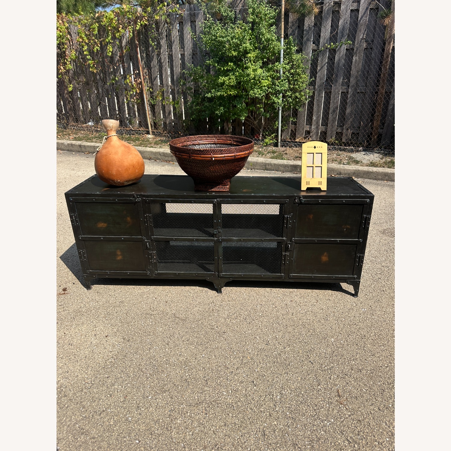 Industrial Black Metal Cabinet Credenza TV Stand - image-2
