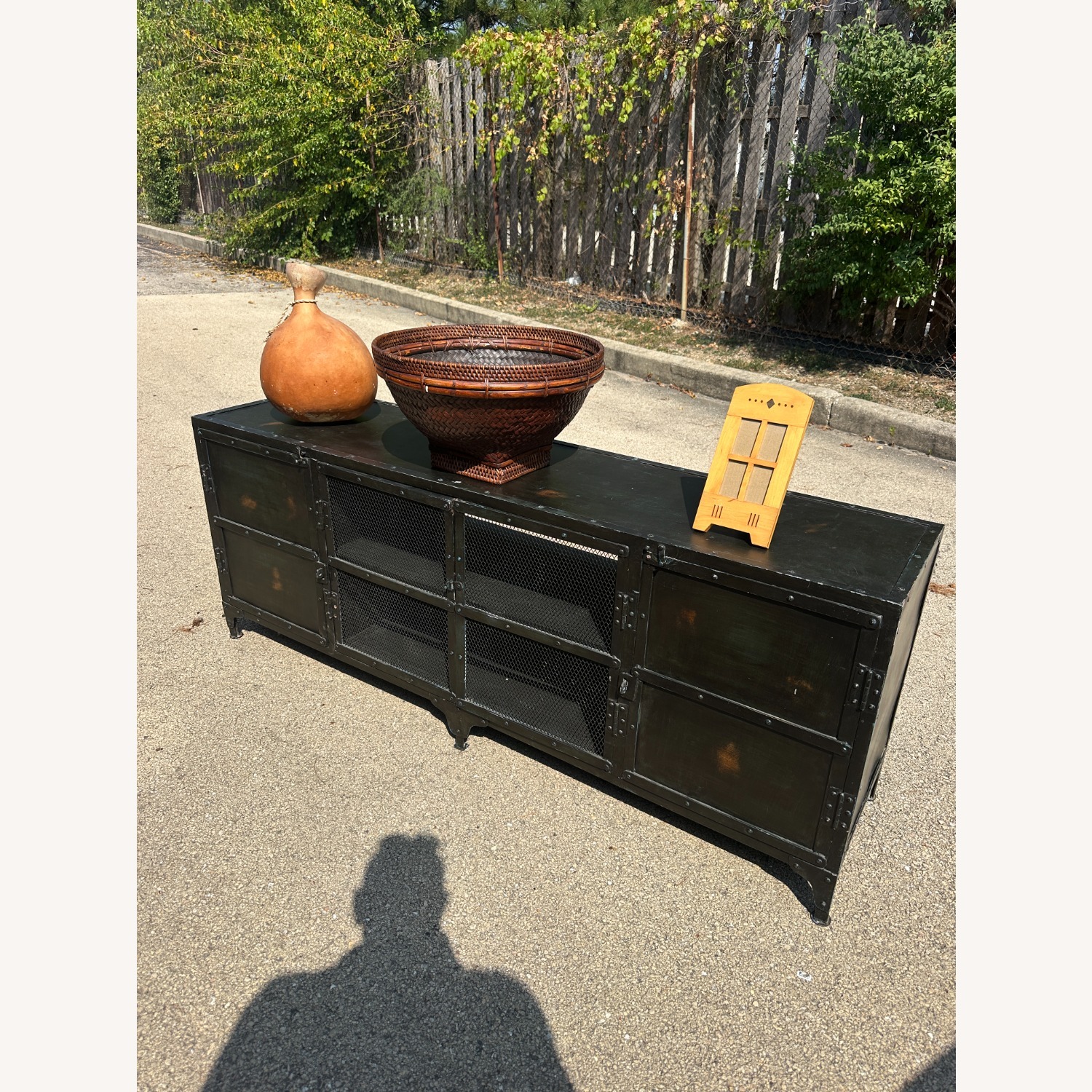 Industrial Black Metal Cabinet Credenza TV Stand - image-7