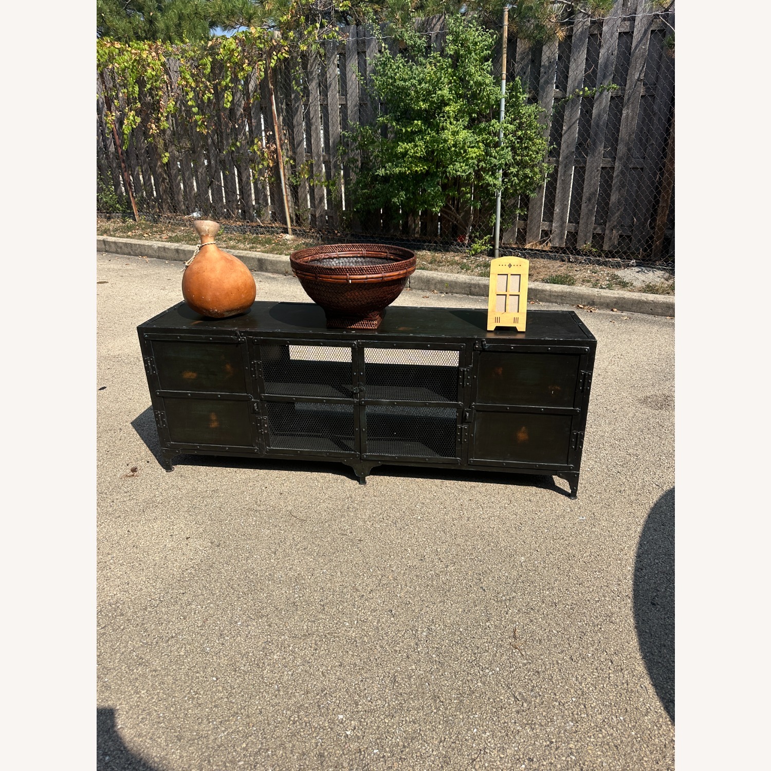 Industrial Black Metal Cabinet Credenza TV Stand - image-1